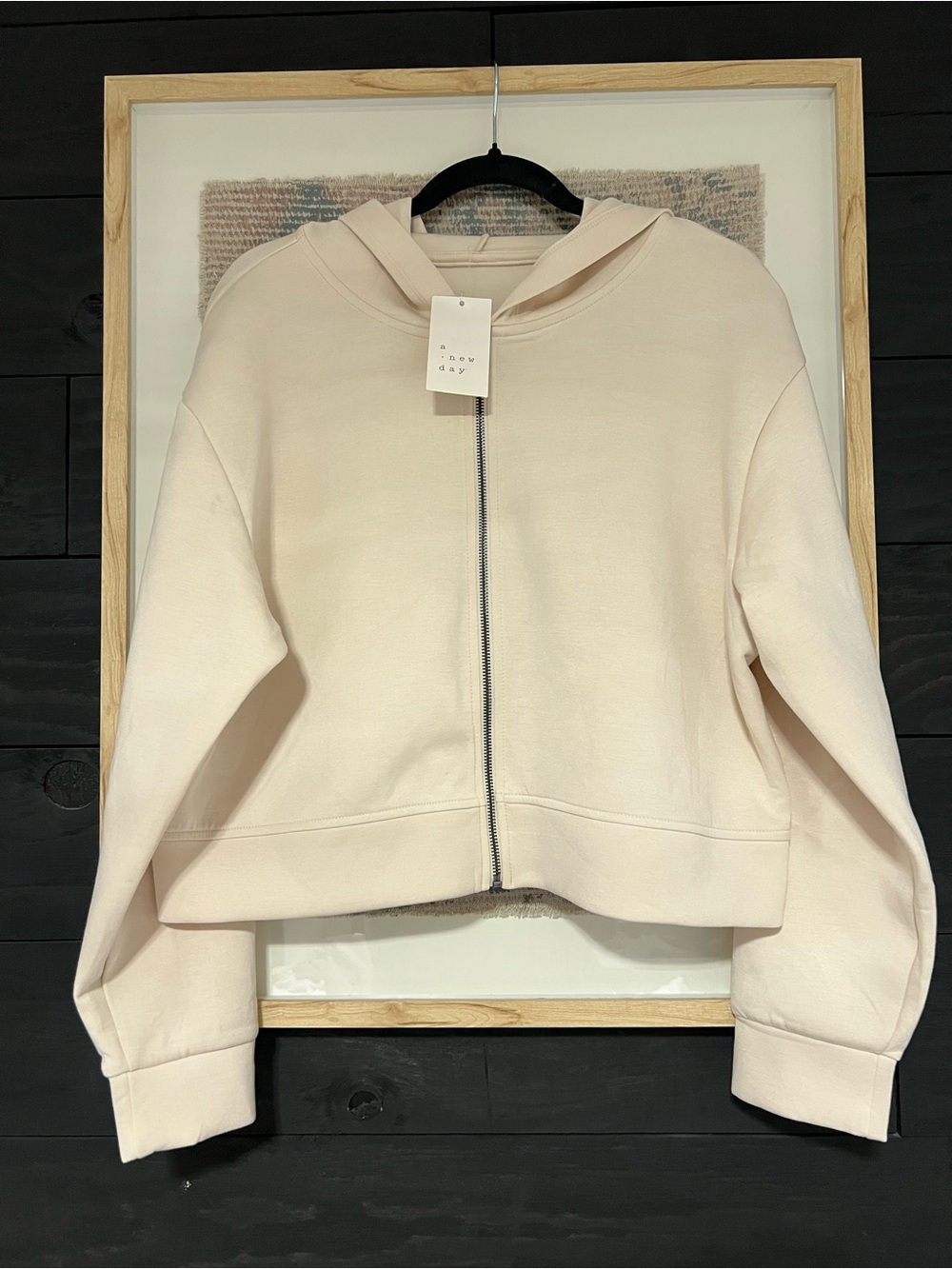 a new day Cream Zip-Up Hooded Sweatshirt